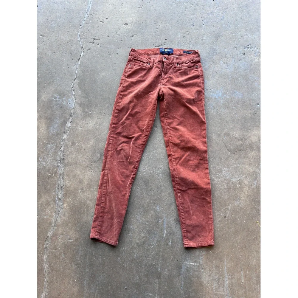 Lucky Brand Sofia Skinny Corduroy Pants Rust Orange Terracotta Size 2/26 - Picture 1 of 5
